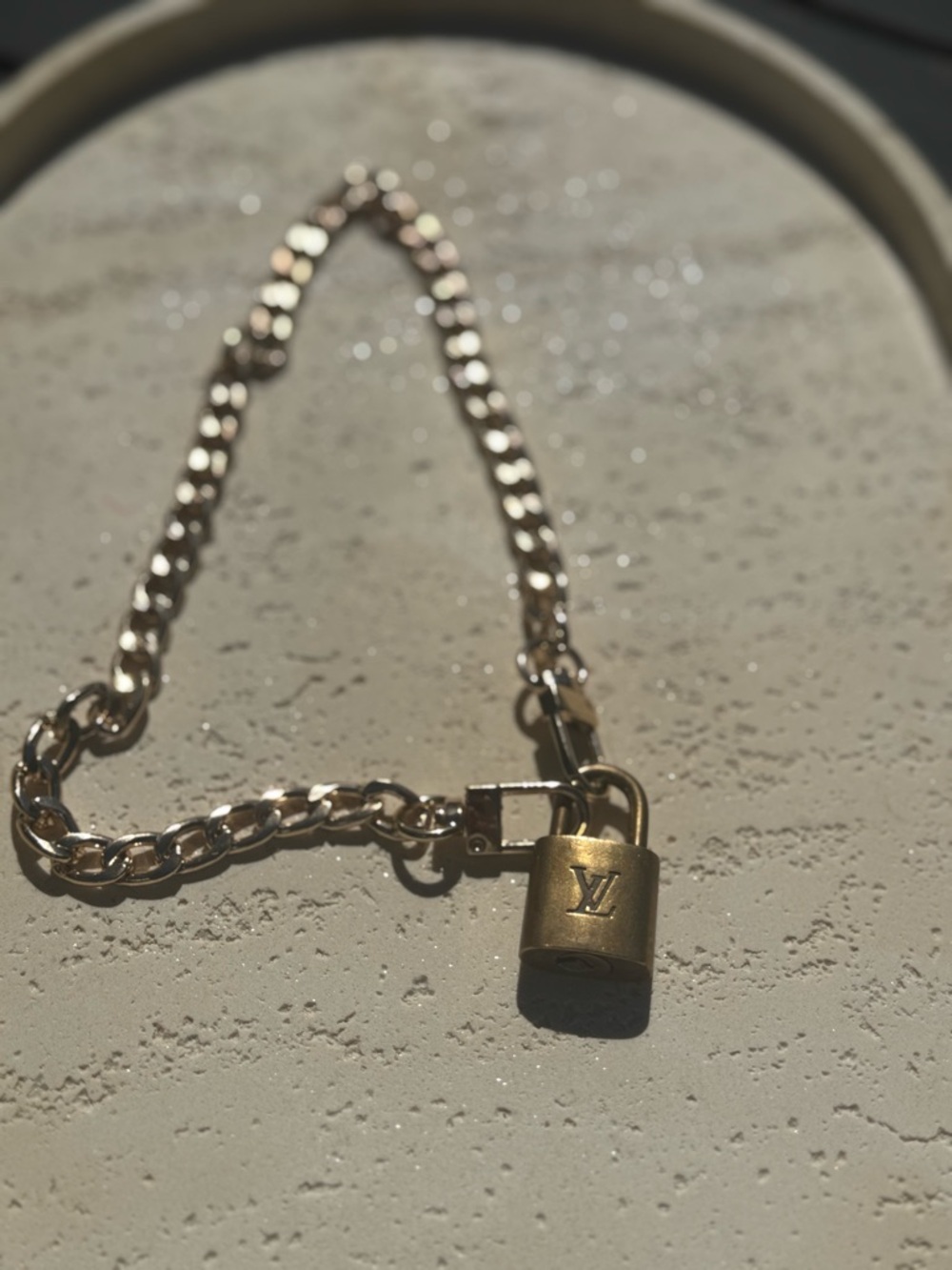 Authentic Louis Vuitton Gold Padlock Necklace (#320) with Non Branded Chain 16” - Picture 13 of 16